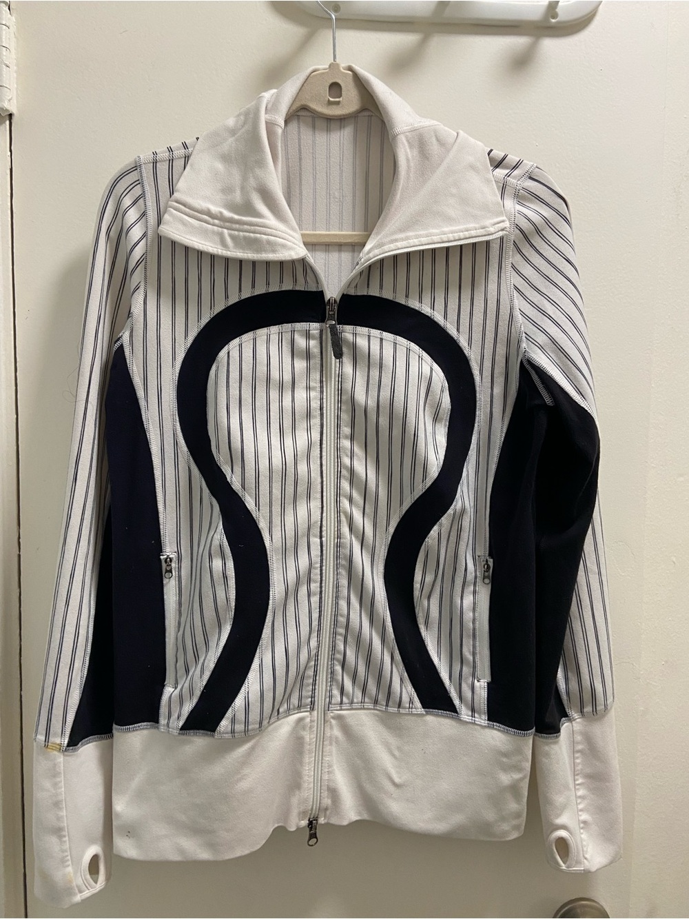 lululemon athletica White and Black Curved-Panel Zip Jacket